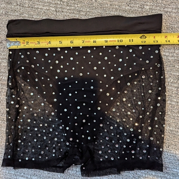 Fashion Nova Women's Sheer Black Shorts With Rhinestones And Attached Panties - Picture 4 of 10
